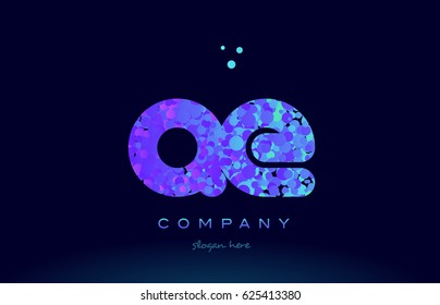 qe q e alphabet pink blue bubble circle dots creative letter company logo vector icon design template