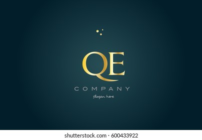 qe q e  gold golden luxury product metal metallic alphabet company letter logo design vector icon template green background