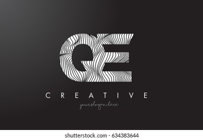 QE Q E Letter Logo with Zebra Lines Texture Design Vector Illustration.