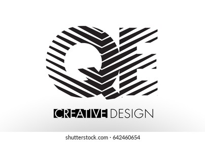QE Q E Lines Letter Design with Creative Elegant Zebra Vector Illustration.