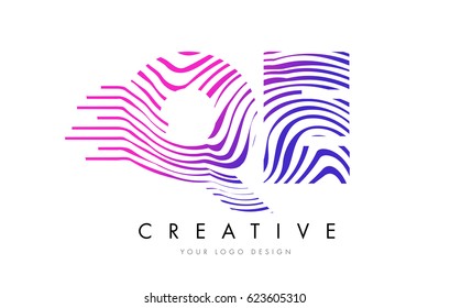 QE Q E Zebra Letter Logo Design with Black and White Stripes Vector