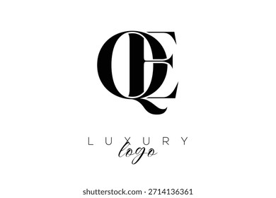 Logotipo de la tipografía del monograma de la letra de QE Serif para la identidad elegante de la marca de Premium