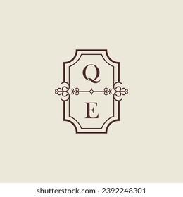 QE vintage wedding initial logo in high quality professional design that will print well across any print media