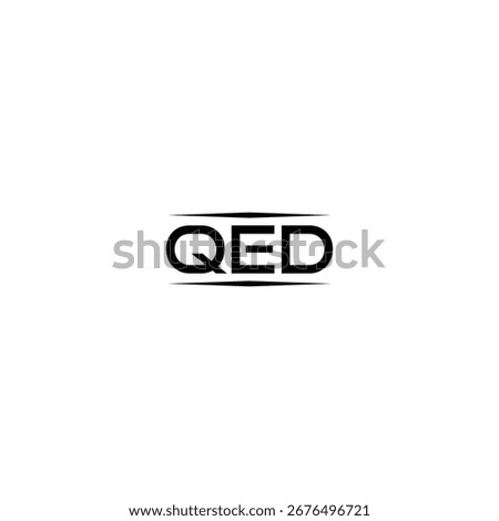 QED initials logo in black and white background