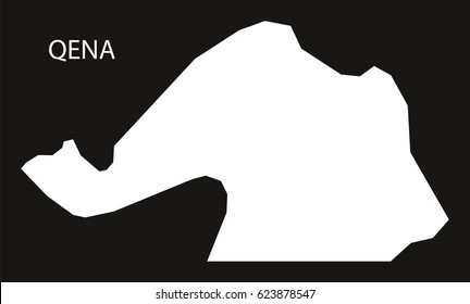 Qena Egypt map black inverted silhouette illustration
