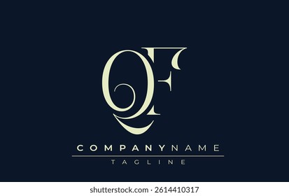 QF abstract Logo. Elegantly Designed Minimalist Monogram Logo with Stylish Lettering. Sophisticated and sleek minimalist monogram showcasing unique lettering design.