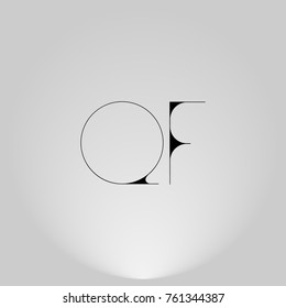 QF Black thin minimalist LOGO Design with Highlight on Gray background.