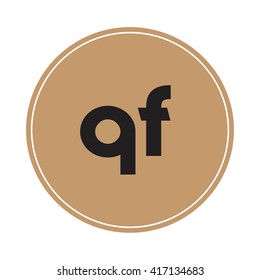 qf brown letters ,abstract background logo, design identity in circle, alphabet letter