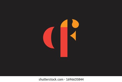 qf or fq and q or f Letter Initial Logo Design, Vector Template 