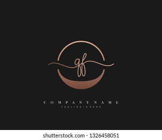 QF initial handwriting logo template vector