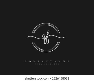 QF initial handwriting logo template vector