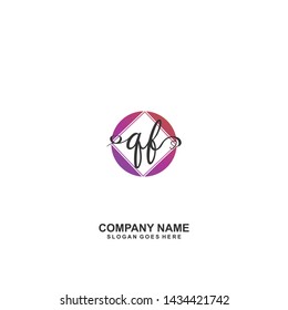 QF Initial handwriting logo vector