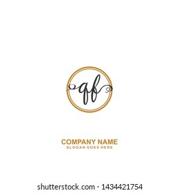 QF Initial handwriting logo vector