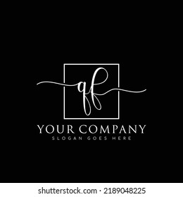 QF Initial handwriting minimalist logo vector