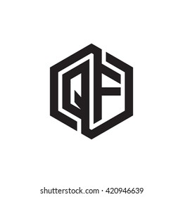 QF initial letters looping linked hexagon monogram logo