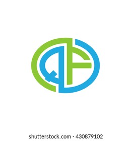 QF initial letters looping linked ellipse logo blue green