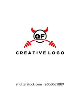 QF initial monogram for fitnes or gym logo with devil style design