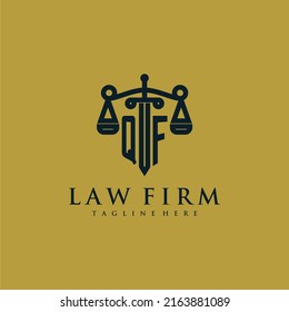 QF initial monogram for lawfirm logo with sword and scale