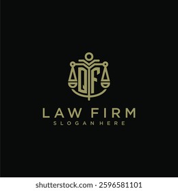 QF initial monogram logo for lawfirm with scale vector design