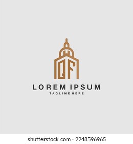 QF inicial monograma inmobiliario logo con diseño imperium