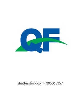 QF initial overlapping swoosh letter logo blue green
