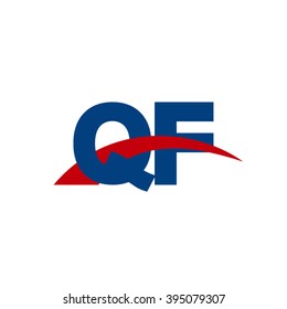 QF initial overlapping swoosh letter logo blue red