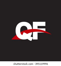 QF initial overlapping swoosh letter logo white red black background