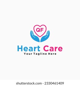 QF initials hand care icon business template logo vector