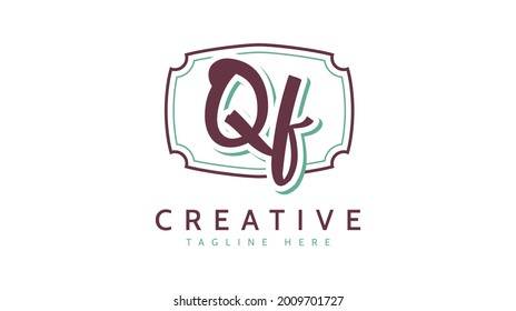 QF Initials, handwriting logo vector