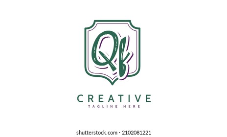 Qf Initials, handwriting logo vector