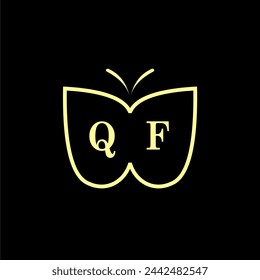QF Initials Luxury Butterfly logo Vector illustration