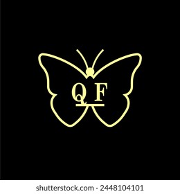 QF Initials Luxury Butterfly Logo Vektorillustration