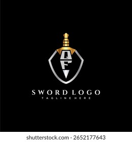 QF carta monograma de luxo para escudo e espada estilo imagem
