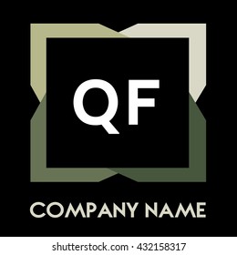 QF letters business logo creative  icon design template elements in abstract background logo, design identity in square with four colors, modern alphabet letters