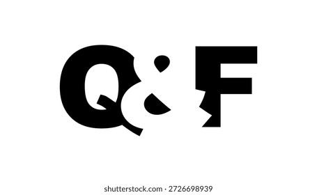 QF Logo Design in fettgedrucktem Stil. Schwarz-weißes Identitätssymbol. Modernes Typografie-Emblem. Symbol für Unternehmensbranding. Minimale Geschäftsvorlage.