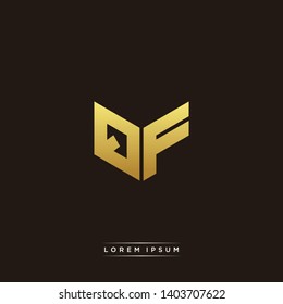 QF Logo Letter Initial Logo Designs Templete with Gold and Black Background