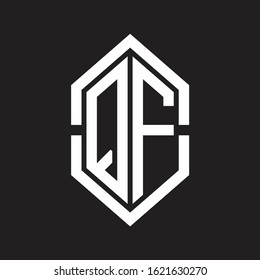 QF Logo monogram with hexagon shape and outline slice style with black and white