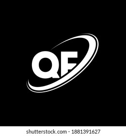 QF logo. Q F design. White QF letter. QF Q F letter logo design. Initial letter QF linked circle uppercase monogram logo.