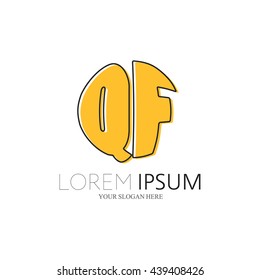 QF Logo. Vector Graphic Sphere Branding Letter Element. White Background