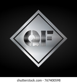 QF Monogram, Silver Logo, Metal Logo, Luxury, Elegant, Abstract, square