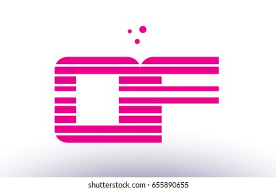 qf q f alphabet letter logo pink purple line stripe company design template creative abstract vector