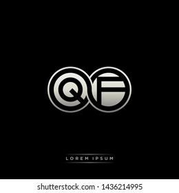 QF Q F initial letter linked circle capital monogram logo modern template silver color edition