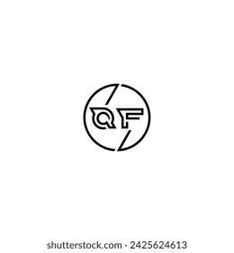 QF simple outline concept logo and circle of initial design black and white background