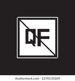 Vector de diseño de logotipo de letras cuadradas QF con colores en blanco y negro.