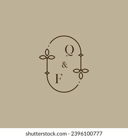 QF Hochzeitslogo in hochqualitativem professionellem Design, das gut in allen Printmedien drucken kann