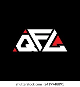 QFL triangle letter logo design with triangle shape. QFL triangle logo design monogram. QFL triangle vector logo template with red color. QFL triangular logo Simple, Elegant, and Luxurious design.