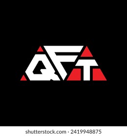 QFT triangle letter logo design with triangle shape. QFT triangle logo design monogram. QFT triangle vector logo template with red color. QFT triangular logo Simple, Elegant, and Luxurious design.