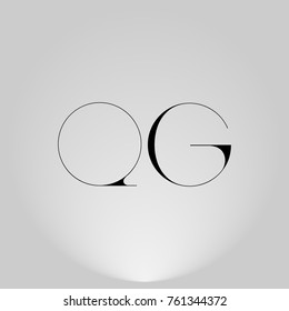 QG Black thin minimalist LOGO Design with Highlight on Gray background.