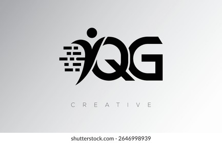 QG Creative Digital Monogram Logo – Futuristic Letter mark Design Featuring Human Shape, Pixel Motion and Minimal Tech Style for Innovative Branding Identity