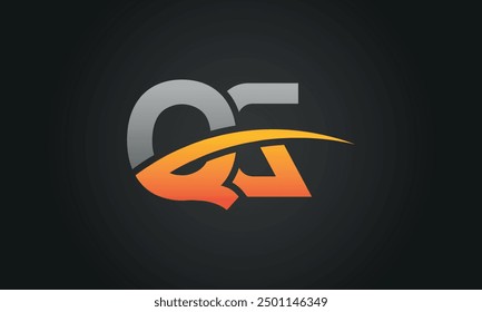 QG creative and modern letter logo design. QG logo design vector in black background.